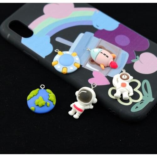 10pcs/Lot Resin Astronaut Earth Charms For Bracelets Key Chain Earring Jewelry Making DIY Craft Pendants Handmade Dollhouse