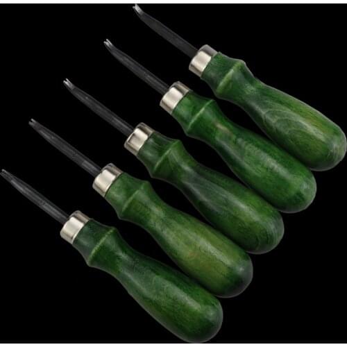 DIY Leather Craft Edge Beveled Cutting Tool with 0.6mm 1.4mm Wood Handle