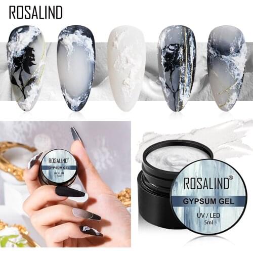 ROSALIND 5ML White Gypsum Gel Polish Create Unique Styles Easily UV/LED Lamp Camouflage Color Extend Varnish Lacquer uñas