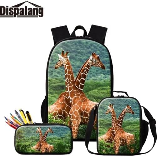 Best Seller New Design Giraffe Image on School Bag Foldable Childrens Backpack Lovely Cartoon Animal Kids Lunch Pencil Case
