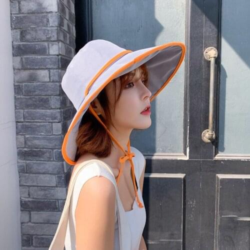 Anti-UV Wide Brim Sun Hat Women Vacation Summer Foldable Bucket Hat Large Brim Korean Beach Fishing Hunting Panama Visor Sun Hat