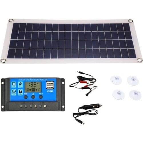 HLZS-20W Solar Panel Dual USB Output Solar Cells Solar Panel 30A Controller for 12V/24V Battery Power Charger