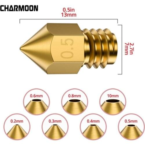 100PCS MK7 MK8 Nozzle 0.4mm 0.3mm Copper 3D Printers Parts Extruder Threaded 1.75mm 3.0mm Filament Head Brass Nozzles Part