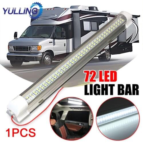 12V 72LED Car Interior Light Strip Bar Lamp Van Bus Caravan On/Off Switch LED Strip Light Car Cabinet Interior Strip Bar Light
