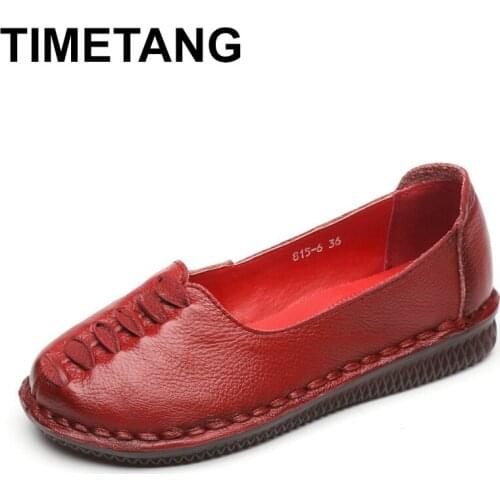 TIMETANG2019 spring and autumn low heel handmade shoes a pedal lazy flat wild shoes womens soft sole shoesE1140