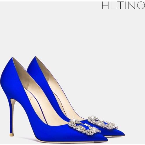 Women Crystal Thin Heel Stilettos Lady High Heeled Pumps Xmas Gifts Bride Bluelover Sexy Pump for Evening Party Wedding Dress
