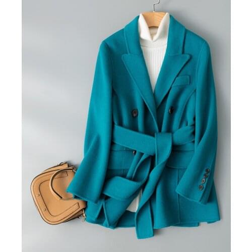 High End Autumn and Winter New Korean Loose Small Short Suit Collar Double Faced Cashmere Coat Womens Wool Coat