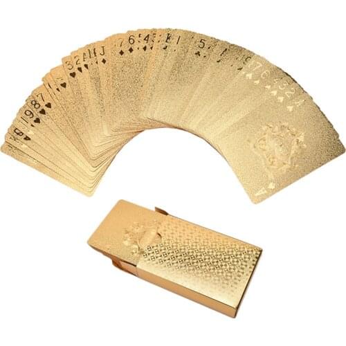 1 Set Gold Color Playing Cards Entertainment Table Games Durable Waterproof Playing Cards Gold Foil Poker Golden Poker Cards