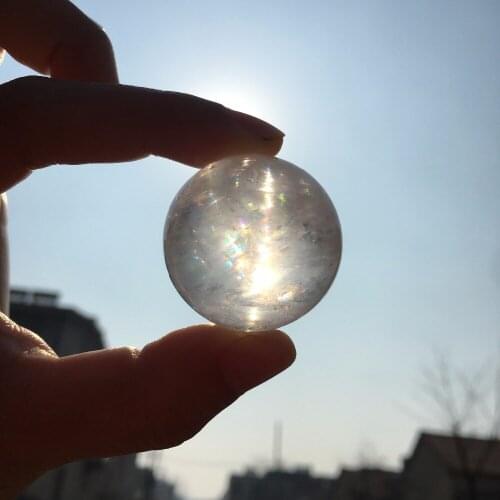 1pcs natural gemstones clear calcite rainbow ball reiki healing quartz crystals sphere meditation pocket globe wicca magic ball