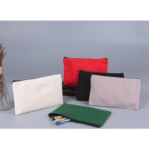 100Pcs/Lot Large Canvas Makeup Bags Zipper Pouch Bags Pencil Case Blank DIY Craft Bags Cosmetic Pouch Wholesale