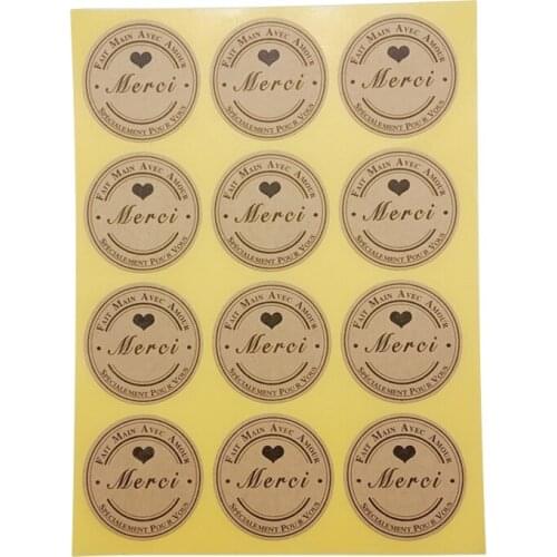 1200PCS/lot New Round black heart Merci Adhesive Sealing Sticker DIY Packaging Sealing Label Sticker Gift Decorative Stickers