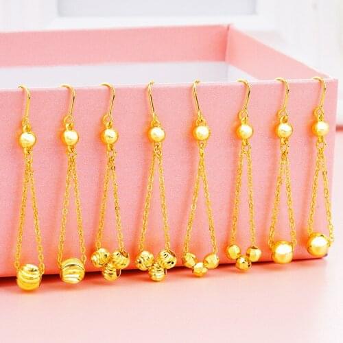 2020 New 24K gold Tassel Earrings Female Long Paragraph Geometric Pendant Earrings for women Wedding Fashion Jewelry Gifts