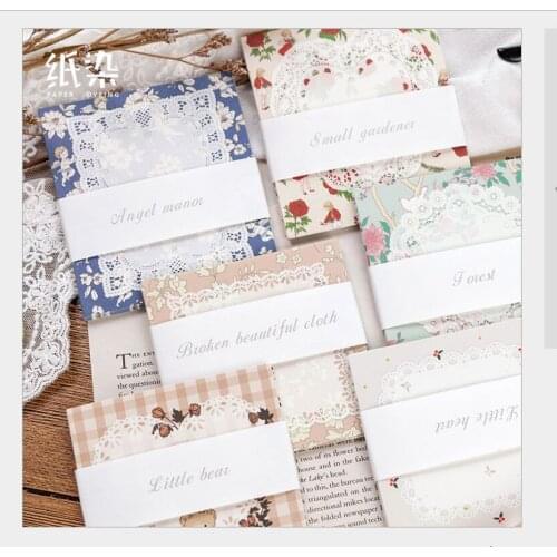 30pages/set girl love heart hollow lace flowers message note memo pad sticky notes DIY planner learning work plan Scratch pad