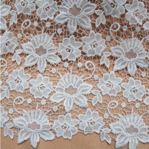 5Yards African Cord Lace Fabrics White Nigerian Lace Fabric For Wedding Dress High Quality Guipure Lace Milk Silk French Lace
