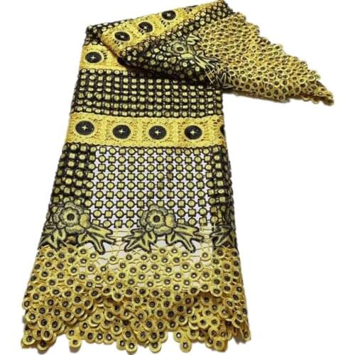 African Cord Guipure Lace Fabric 2021 High Quality Chiffon Lace Nigerian Water Soluble Lace Fabrics For Party DF-160
