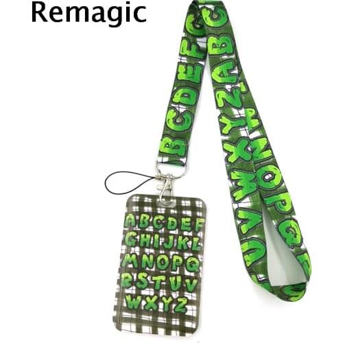 Green Lattice Alphabet Key lanyard Car KeyChain ID Card Pass Gym Mobile Phone Badge Kids Key Ring Holder Jewelry Decorations