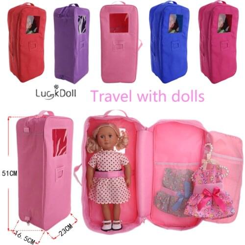 Free Shipping By epacket!5 Colors Travel Bag Fit 18 Inch American&43 CM Baby Doll Clothes Accessories,Girls Toys,Generation