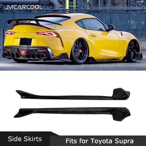 Carbon fiber Car Bumper Side Skirts Apron For Toyota Supra A Style 2019 2020 Side Skirts Apron Lip Spoiler FRP