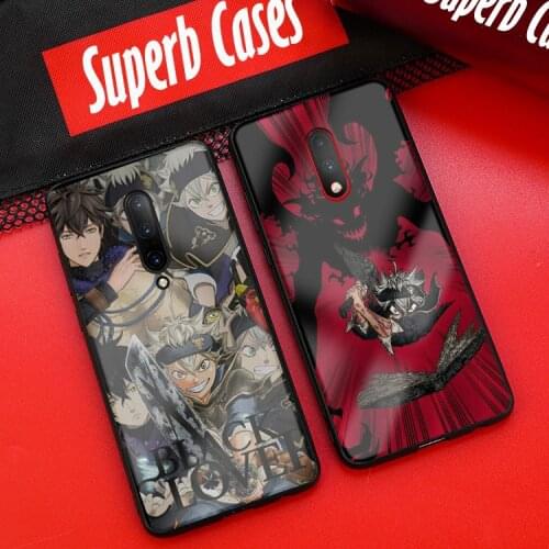 Black Clover phone case for oneplus 6 6t 7 pro tempered glass cover TPU soft silicone smooth coque shell