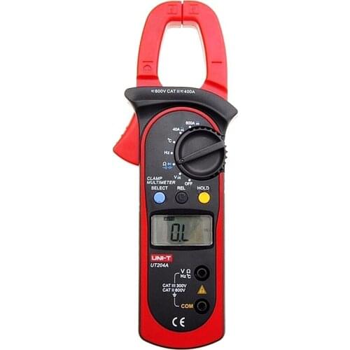 UNI-T UT204A DC/AC Voltage Current Digital Clamp Meter with Resistance, Capacitance, Frequency and Temperature Measurement