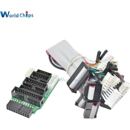 Emulator V8 for JTAG Adapter Converter for J-Link with 8PCS 4 Pin 6 Pin 10 Pin 20 Pin Grey Flat Ribbon Data Cable Dupont Wire