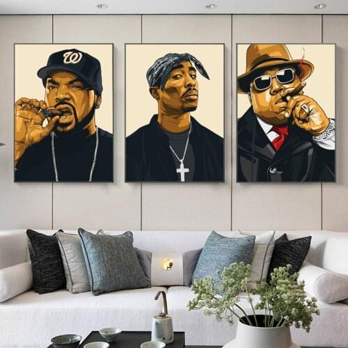 Hip Hop Singer Rapper 2Pac Art Canvas Painting Tupac Portrait Posters and Prints Wall Art Pictures for Living Room Home Decor
