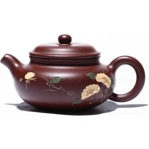 Yixing Purple Clay Pot Master Handmade Teapot Kung Fu Tea Set Collection Purple Zhuni Butterfly Fragrant Antique HouseholdTeapot