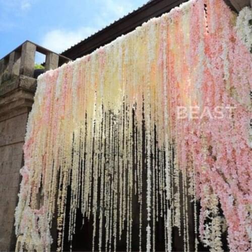New Arrival artificial Hydrangea wisteria flower vines wedding arch flowers rattan marrige party Garlands Decoration Floral