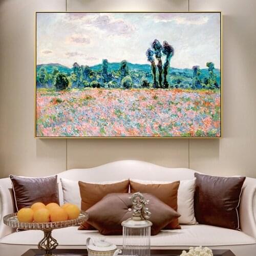 Poppy Field Paintings On The Wall By Claude Monet Impressionist Wall Art Canvas Reproduction Decorative Pictures For Living Room