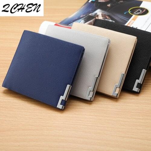 Wallet Mens Fashion Cross Short Thin new Wallet Korean version ultra-thin iron pieces soft card bag student wallets 033