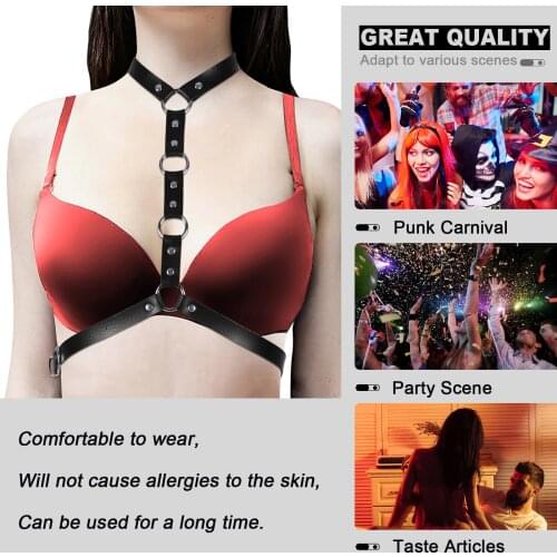 Fshion Punk Style Leather Harness Garters Sexy Chest Sculpting Body Waist Belt Gothic Sexy Bra Bondage Erotic Alluring Lingerie