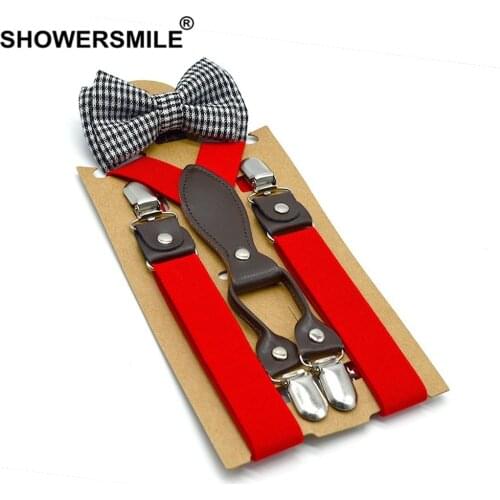 Red Baby Suspenders with Bow Tie Gray Kids Suspenders Set Olid Wedding Braces for Children 65cm*2.5
