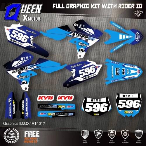 QUEEN X MOTOR Custom Team Graphics Backgrounds Decals 3M Stickers Kit For YAMAHA 14-18YZ250F 15-18YZ250FX WRF250 14-17YZ450F 017