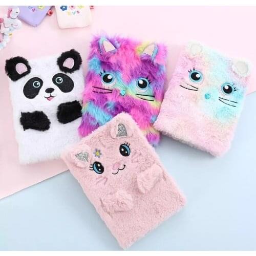 Kawaii Diary NoteBook Planner Cute Cat Panda Fluffy Journal Handbook Planners Daily Plan School Stationry
