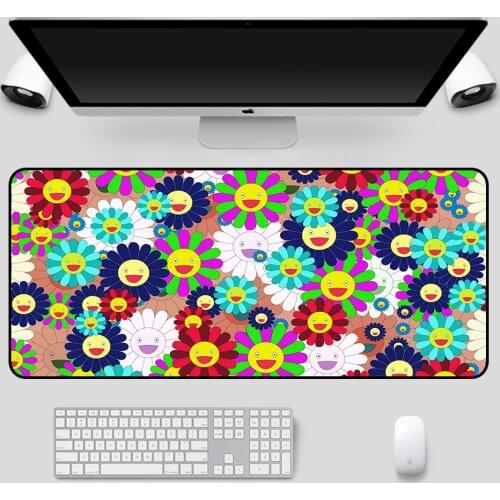 Cute Smiley Sunflower Oversized Computer Office Mousepad XXL Girl Kawalili Game Accessories PC Computer Notebook Gamer Desk Mat