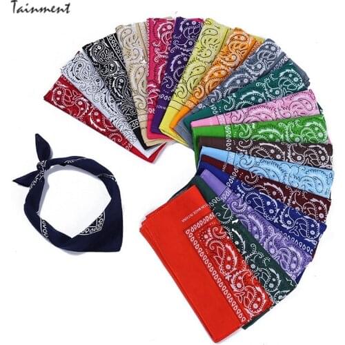 Fashion Hip Hop Men Women Bandana Pure Cotton Sports Headwear Paisley Bandana Hear Wrist Double Sided Head Wrap Scarf Headwear