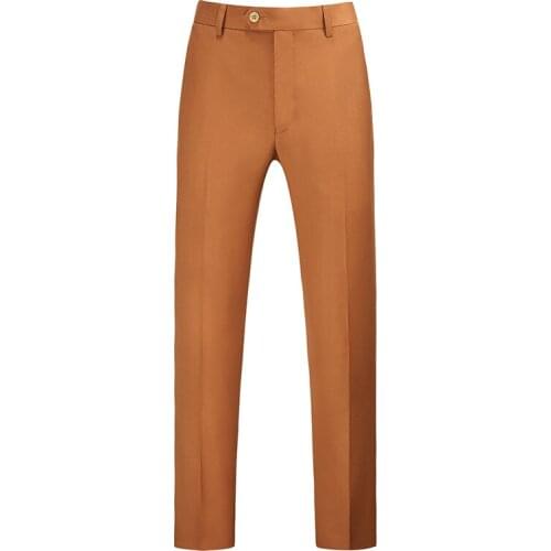 Men Suit Pants Mens Dress Pants For Wedding Party Formal Trousers Slim Fit Casual Solid Color Caramel Yellow Pantalon masculino