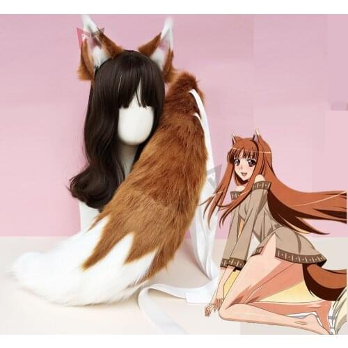 MMGG Anime "spice And Wolf" Cosplay Wolf Fox Ears Hair Hoop Tail Set Hand Made Work Costume Accessories Custom Made