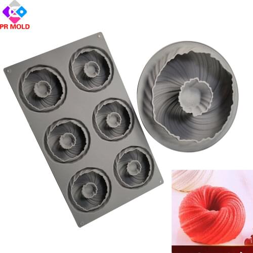 New 6-hole vortex silicone mold, turbo cake decoration mold, fondant baking tool, candy making mold