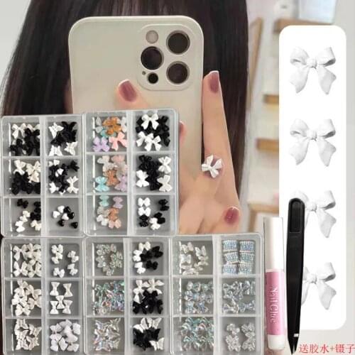 New 6-Compartment Box Set Resin Nail Art Rhinestone Accessories 11 Matching Select For DIY Nail Decoration