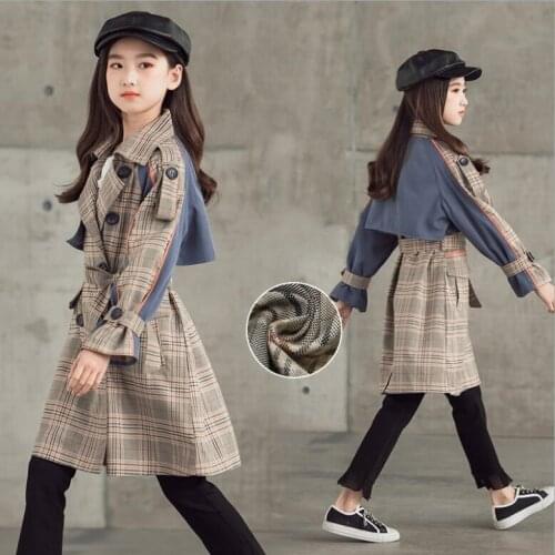 Girls Clothes 10 12 Year 2021 Spring Kids Trench Coat Fashion High-grade Girls Double-breasted Trench Coats Teen Clothing
