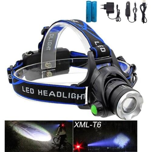 Rechargeable XML T6 Zoom Head Lamp torch LED Headlamp + 18650 Battery Headlight Flashlight Lantern night fishing lampe frontale