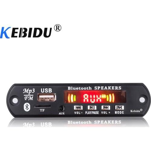Kebidu Hands-free MP3 Player Decoder Board 5V 12V Bluetooth 5.0 6W amplifier Car FM Radio Module Support FM TF USB AUX Recorders