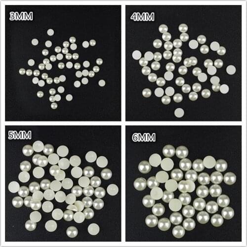 2mm,3mm,4mm,5mm,6mm, ABS Imitation Pearls Half Round Flatback Beads Beige Nail Art Jewelry DIY Decoration