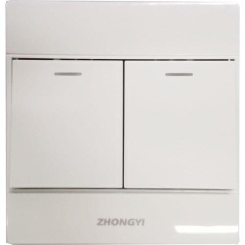 ZHONGYI Simple Style Panel 2 Gang 1 Way On / Off Light Switch 86mm