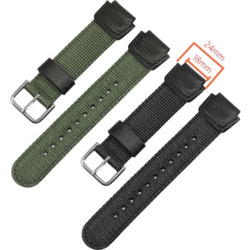 18mm Nylon Watch Band Strap Fit for Casio G Shock AE-1000 W-S200H W-800H W-216H 735H W-215 AEQ-110W SGW-300H 400H 500H MRW-200H