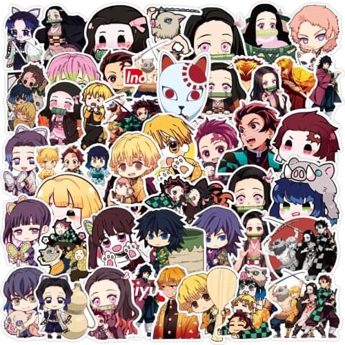 10/50/100pcs Demon Slayer Kimetsu No Yaiba Anime Stickers for Laptop Pad Phone Case Guitar Car Kids Teens Vinyl Decals Bomb Toy
