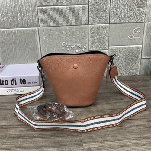 Handbag Fashion Women Leather Bucket Bag Solid Color Simple Fashion Single Shoulder Crossbody Bags Female Small Messenger Bag