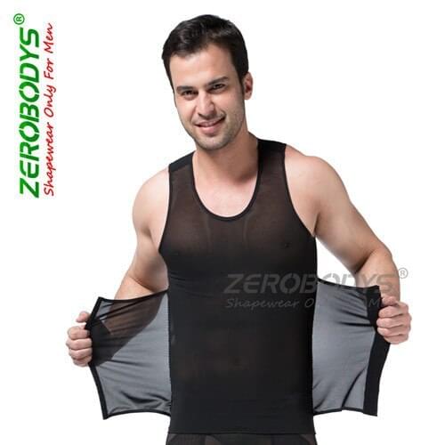 ZEROBODYS Powerful Mens Body Shaper High Powernet Vest S,M,L,XL,XXL Black White Body Girdles Men Waist Cincher Shape Wear B358