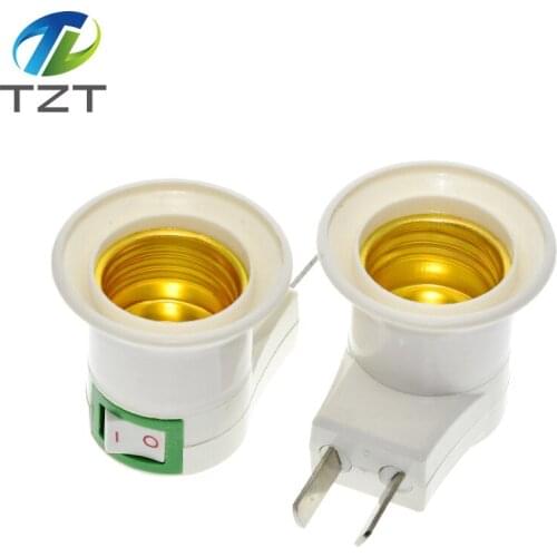 1PCS Hot Sell Practical White E27 LED Light Socket To US Plug Holder Adapter Converter ON/OFF For Bulb Lamp